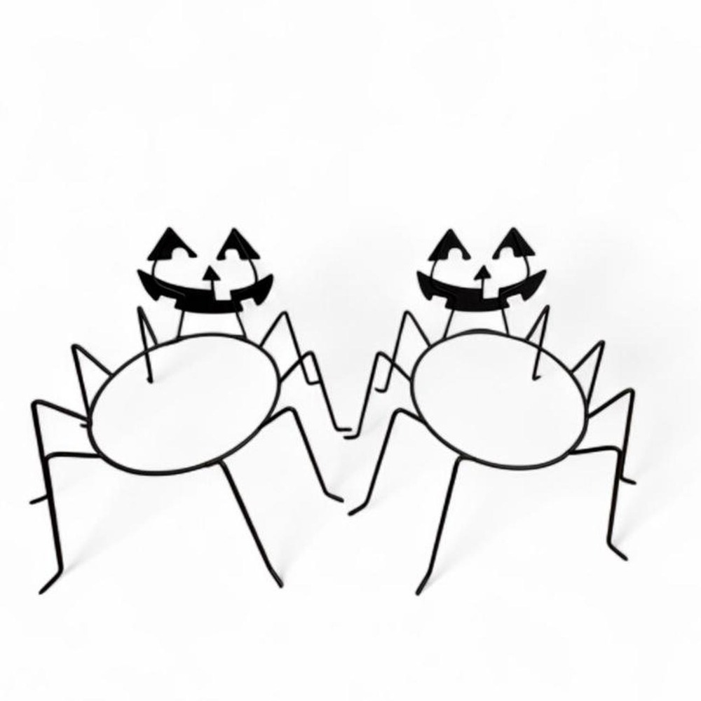 Spider Planter Stands Set of 2 Black Metal Halloween Decor Witchy Pumpkin Gothy - Picture 4 of 8